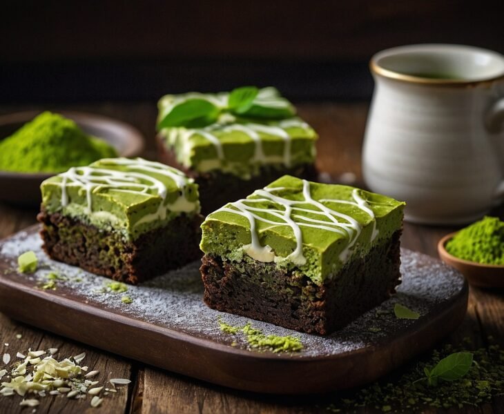 Matcha white chocolate brownies